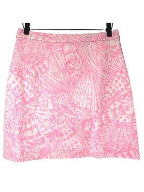 Lilly Pulitzer Pelican Pink Adeline Skirt Size 4 Short Lined Shell Print Preppy